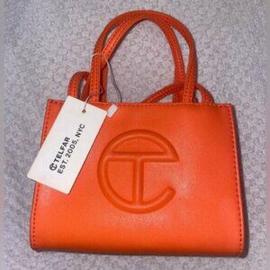 Telfar Small Orange Shopping Tote Faux Leather